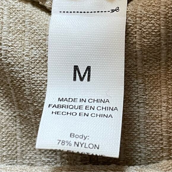 Tan brown ribbed compression athletic leggings pants size medium M B13 - Picture 2 of 3